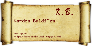 Kardos Balázs névjegykártya